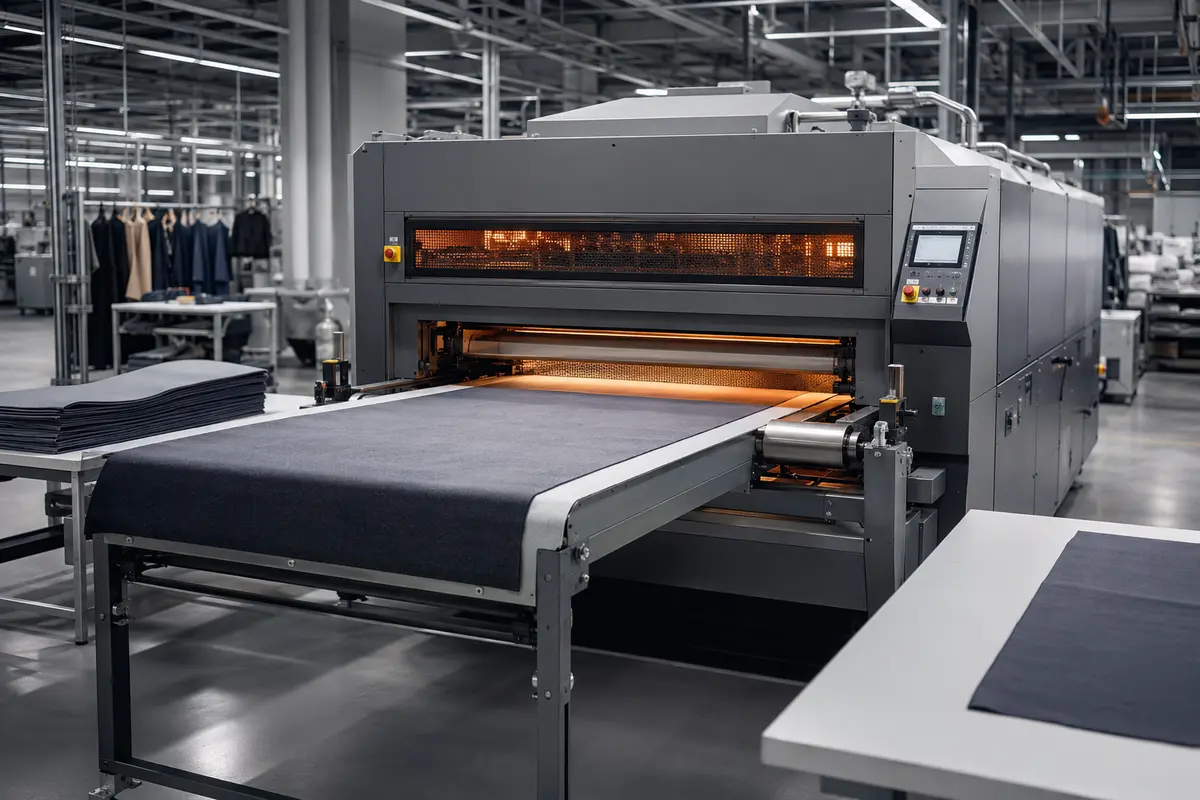 Industrial fusing and laminating machine with conveyor belt