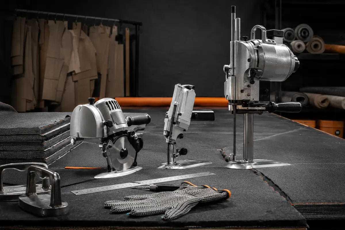 Round-knife and straight-knife manual fabric cutting machines