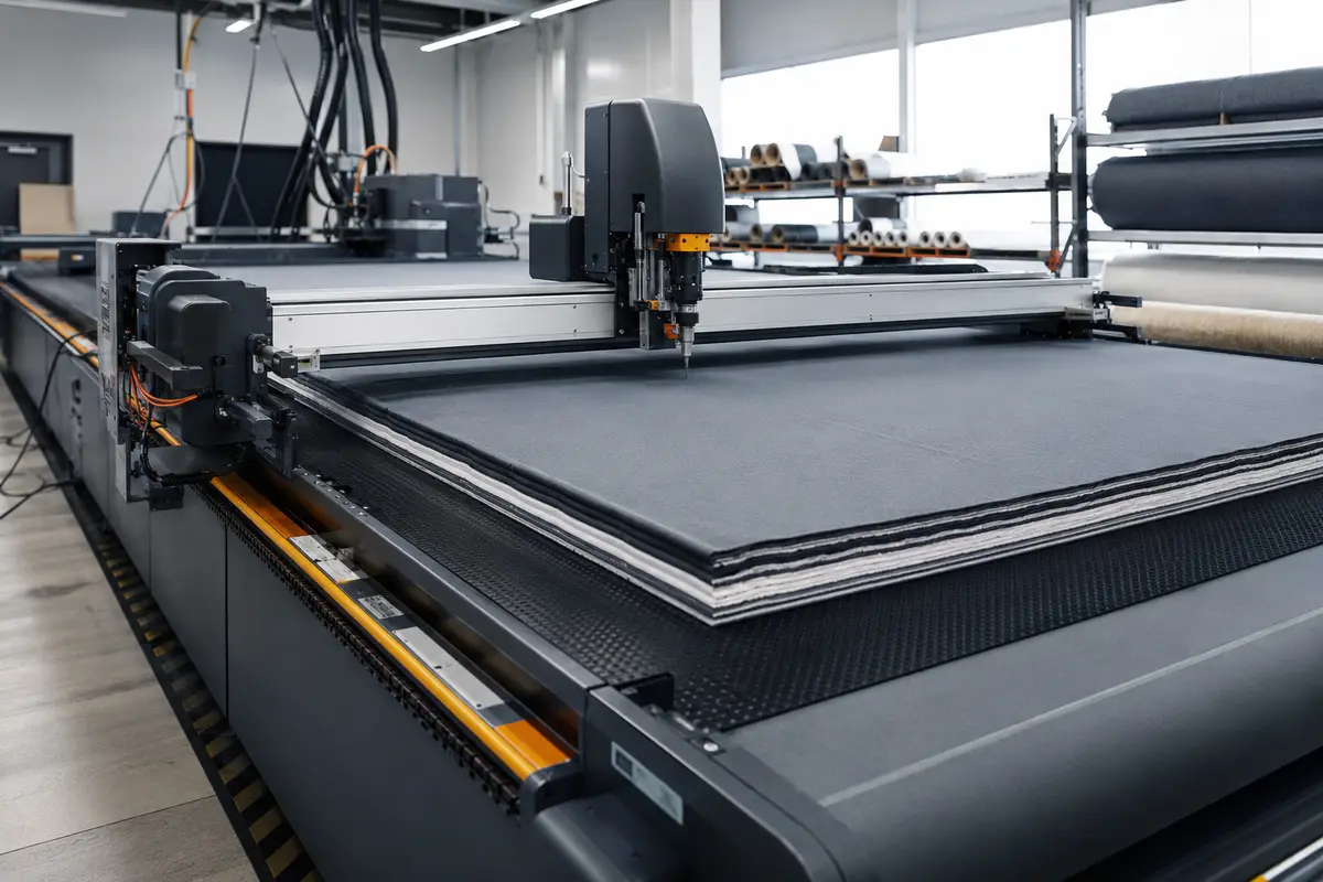 Computer-controlled multi-ply fabric cutting table
